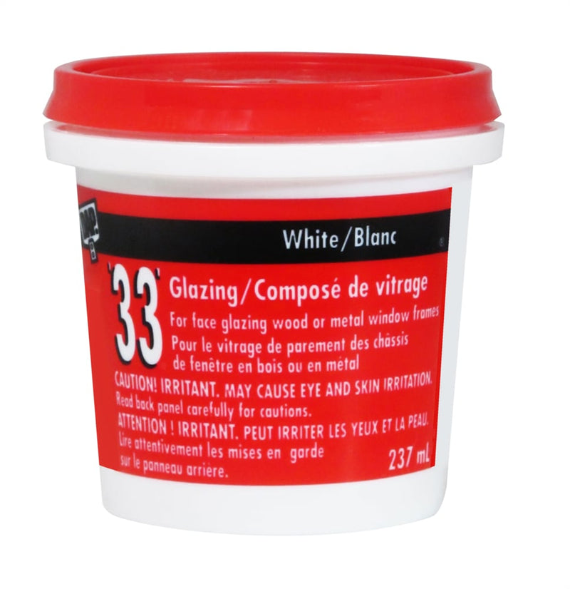 DAP 33 Glazing Putty Sealant For Wood & Metal Window Frames, Crack-Proof, White, 273-mL I8