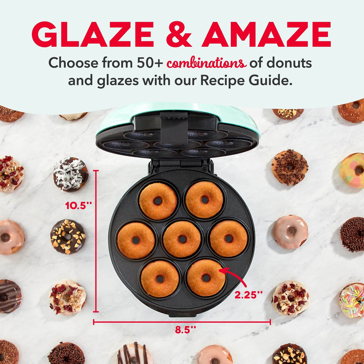 Dash Express Mini Compact Electric Donut Maker, Non-Stick Surface, Aqua