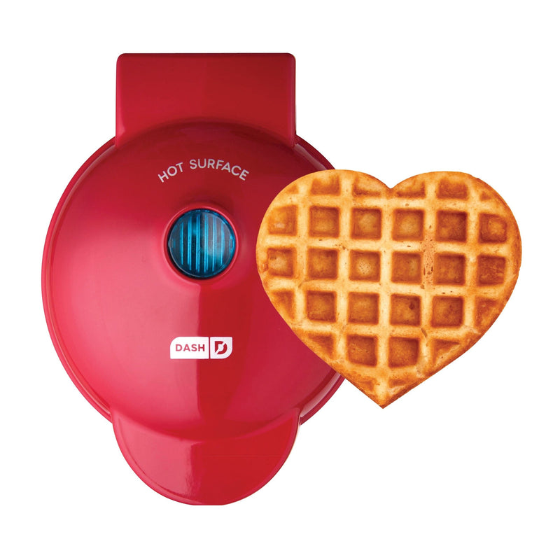 Dash Heart Compact Mini, Non-Stick Waffle Maker, Red N2