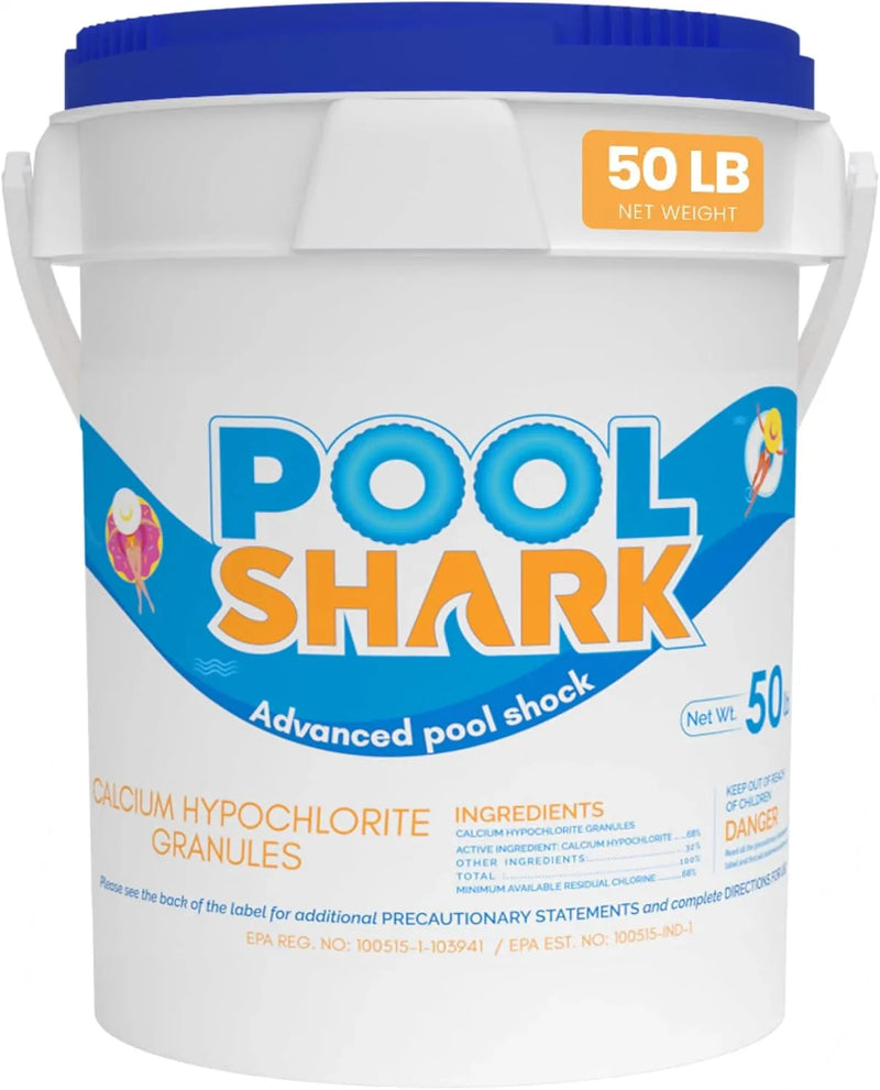 68% Calcium Hypochlorite Pool Shock for Swimming Pools - Chlorine Granules Swimming Pool Shock 50 lbs Bucket - Pool Chlorine for Inground and Above Ground Pool Treatment, Saltwater (50lbs) T7