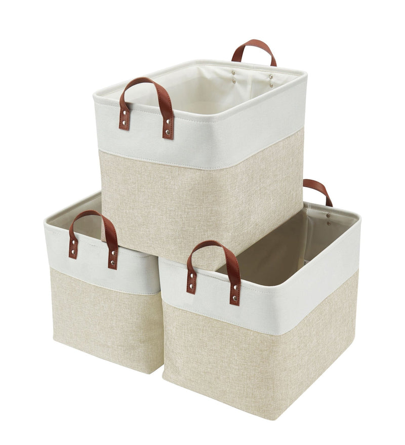 Decomomo Jumbo Foldable Storage Basket, 42-L, 3-pk, Beige R3