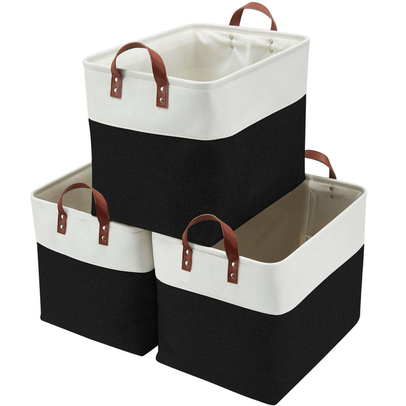 Decomomo Jumbo Foldable Storage Basket, 42-L, 3-pk, Black B4