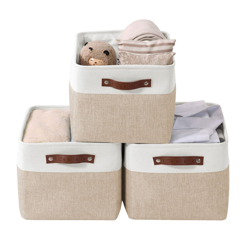 Decomomo Large Soft-Sided Foldable Storage Basket, 3-pk, Beige V7