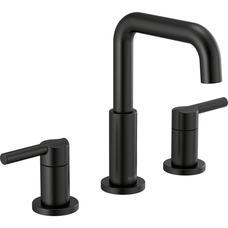 Delta Two Handle Widespread Bathroom Faucet, Matte Black O7