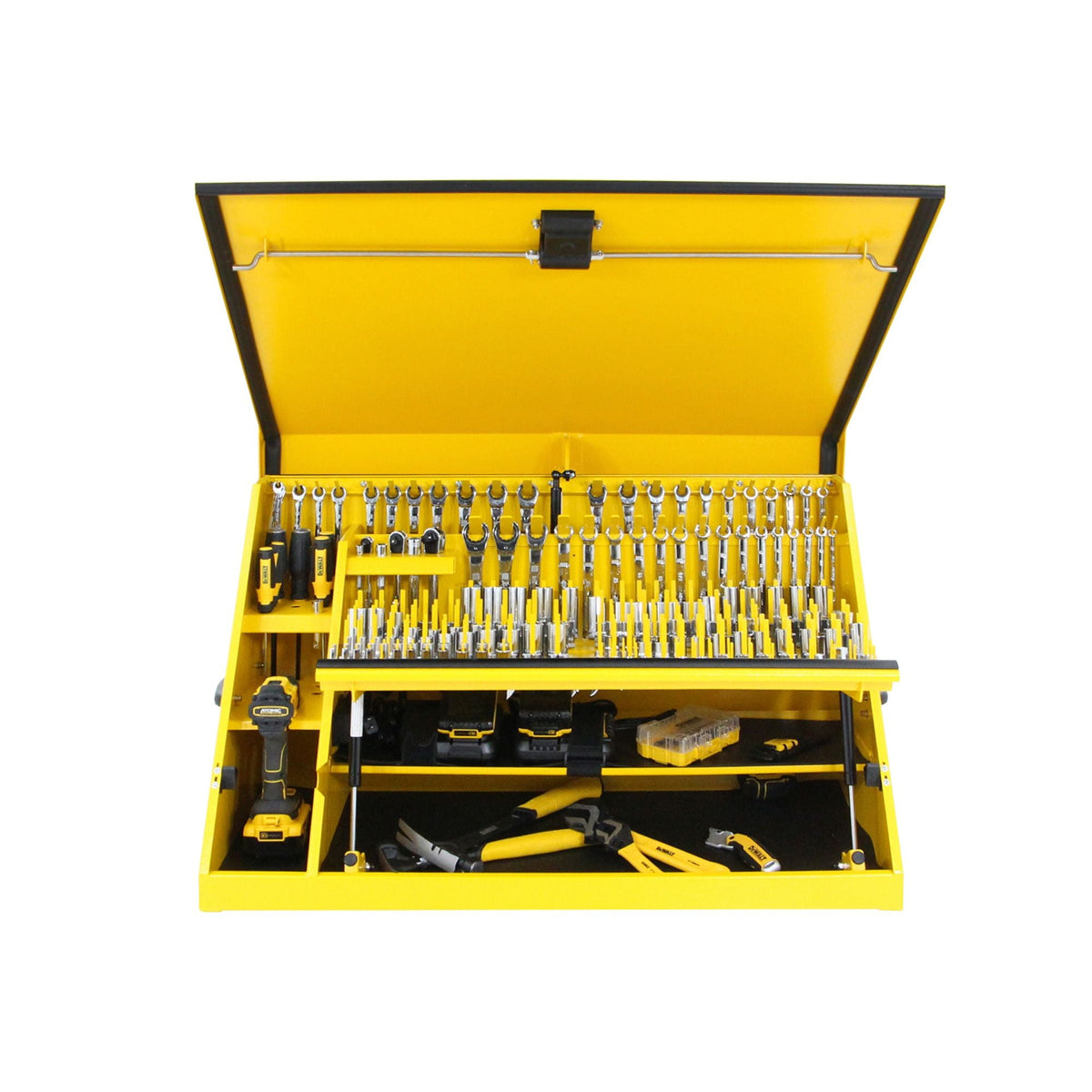 DEWALT Triangle Portable Multi-Tier Steel Tool Box with Power Outlet, 36-in