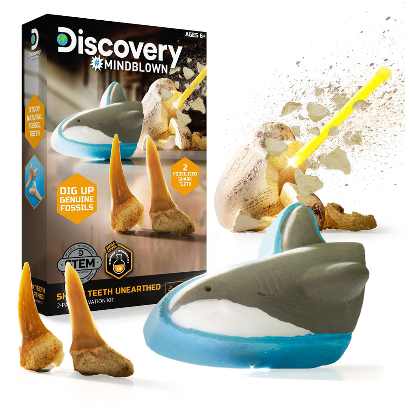 Discovery Mini Unearthed Shark Teeth Excavation Kit/Educational Toy for Ages 6+, 2-pc M7