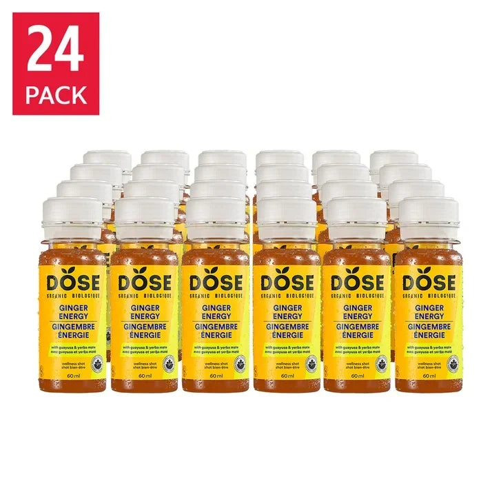 DOSE Organic Ginger Daily Booster shots, ENERGY pack, 24 x 60 mL (2 fl oz) Y9
