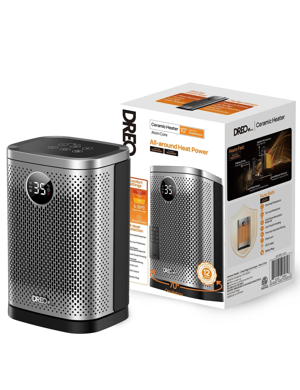 Dreo Home 1500W Portable Indoor PTC Ceramic Space Heater