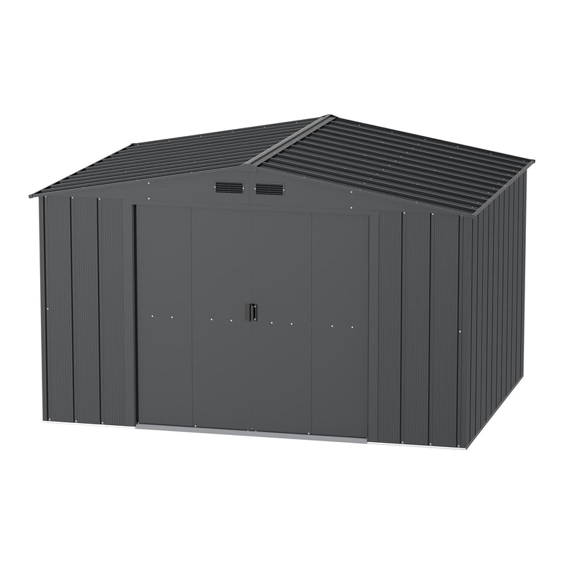 Duramax Metal Outdoor Storage Shed with Steel Frame, Dark Grey, 10-1/2-ft x 8-ft J0