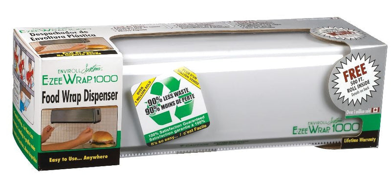 E-Zee Wrap Non-stick Food Plastic Wrap Dispenser with 500-ft Plastic Wrap Included H2