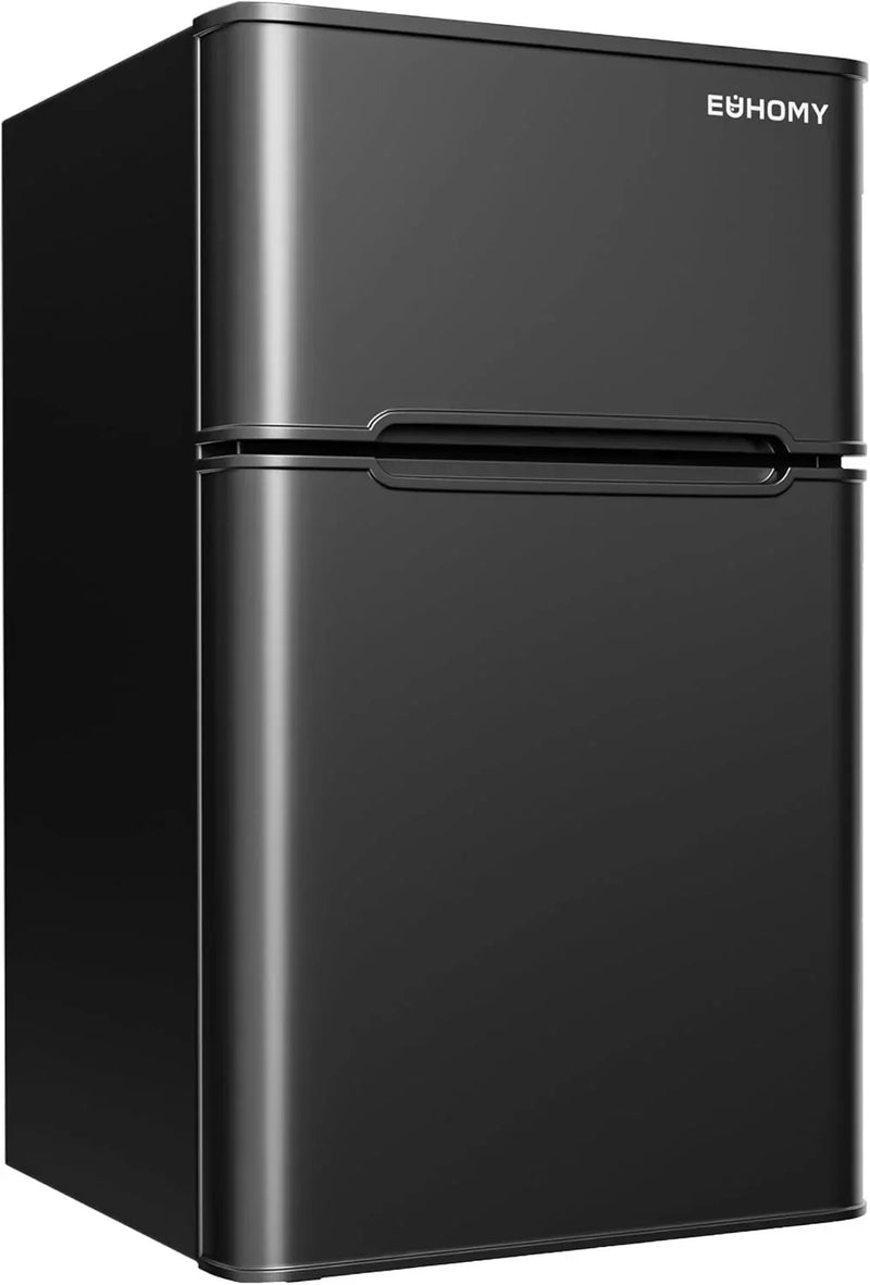 EUHOMY 3.2 Cu.Ft Mini Fridge with Freezer -- 2-Door Compact Refrigerator for Bedroom, Dorm, Office or Apartment, Silver B7