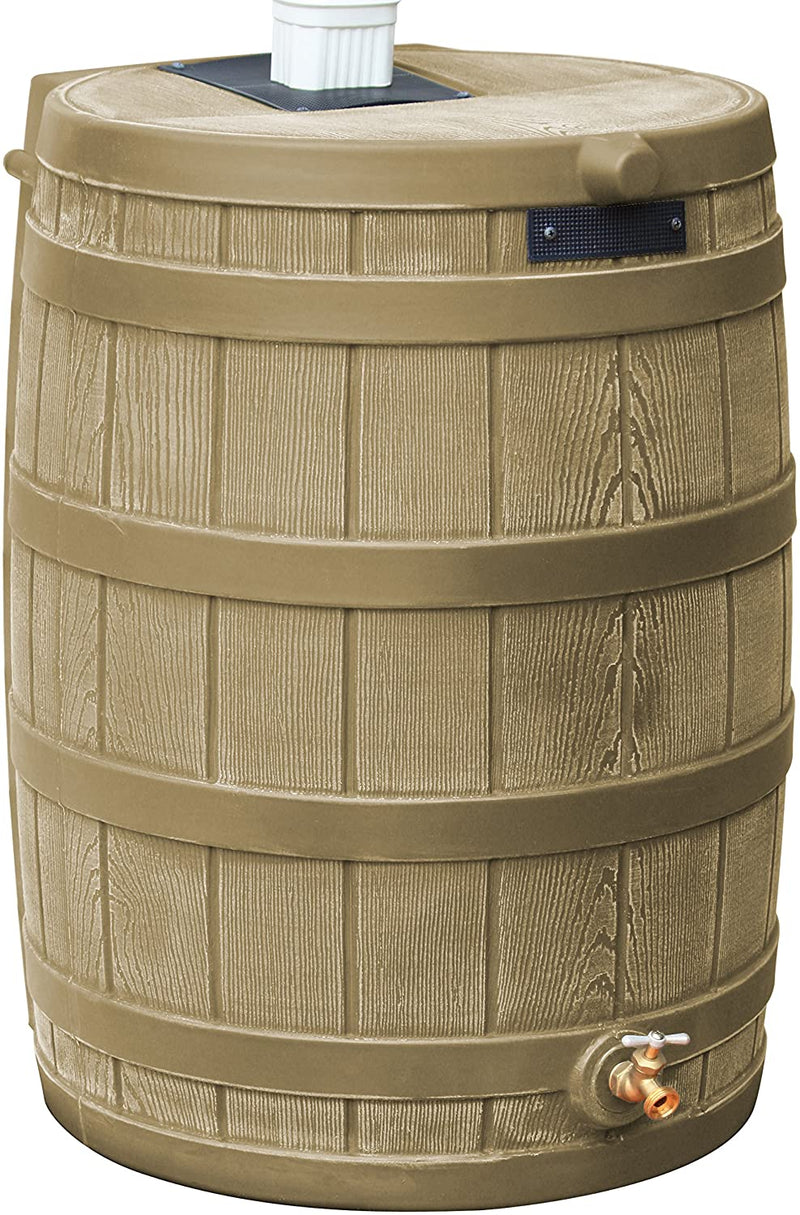 Good Ideas Rain Wizard 50 Gallon Plastic Outdoor Home Rain Barrel Water Storage Collector D6