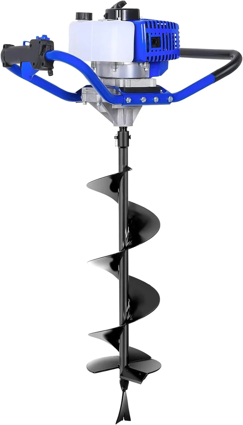 Post Hole Digger Gas Powered, 52cc 2.4 HP 2 Stroke Engine Earth Auger with 8" Drill Bit, EPA Compliant Post Hole Auger E2