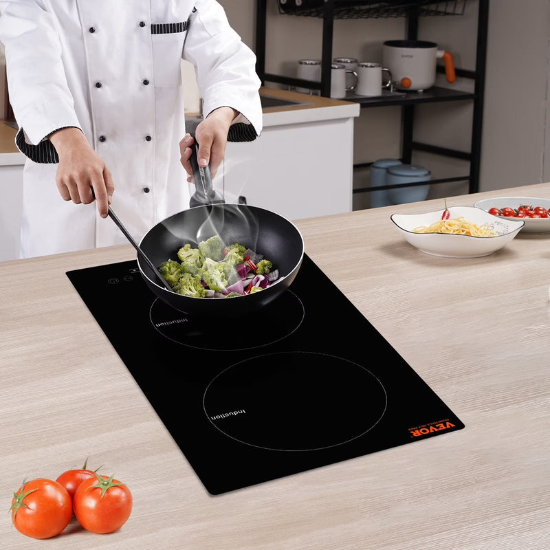 BENTISM 12 inch Electric Cooktop 2 Burners 1800W Stove Top Touch Control P1