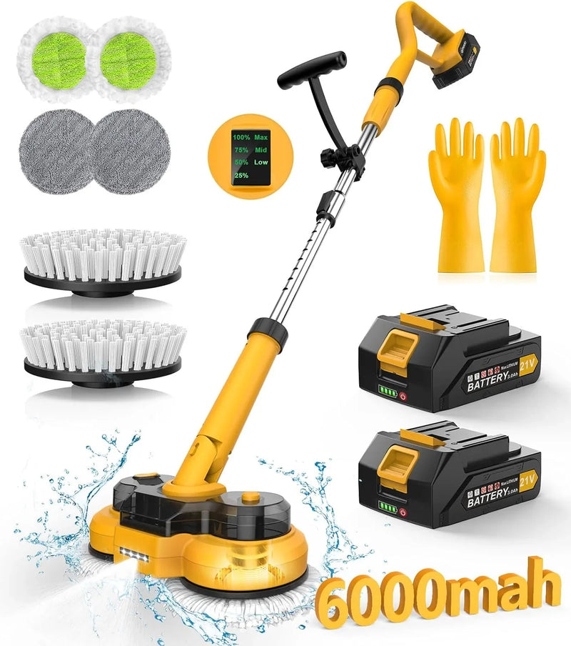 6000mAh Battery Electric Mop M1, 800RPM Cordless Electric Power Scrubber & Mops for Floor Cleaning, Best Automatic Spin Mops with Smart Display,Rotating Mop with LED Light & Water Spray-qimedo A3
