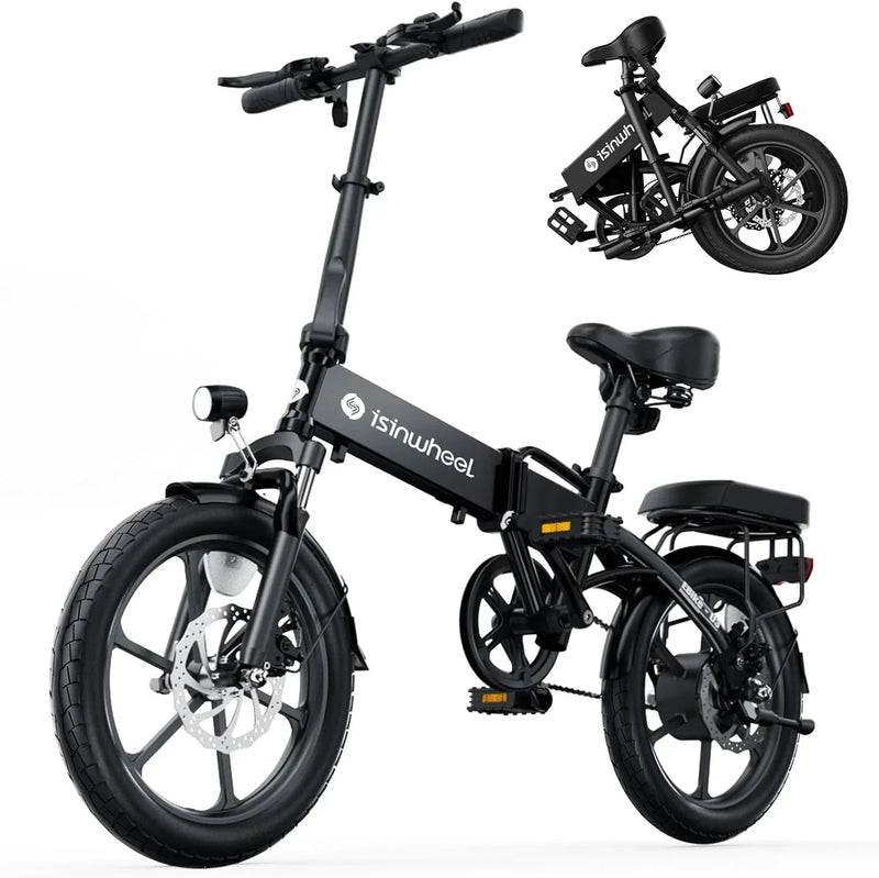 Electric Bike for Adults 500W Motor, 20 mph Folding Ebike, 14"/16"/20" Adults Electric Bicycles with Smart Uphill, 280.8Wh Battery, 25 Miles PAS Range, Mini E Bikes for Adults and Teens-isinwheel X2