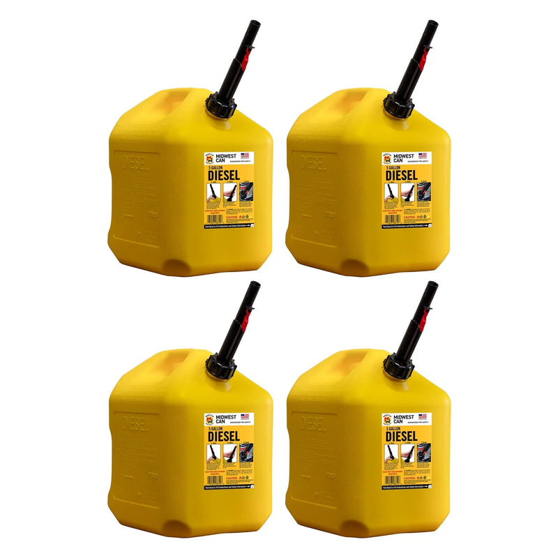 5 Gallon Diesel Can Fuel Container w/ Auto Shut Off (4 Pack) R9