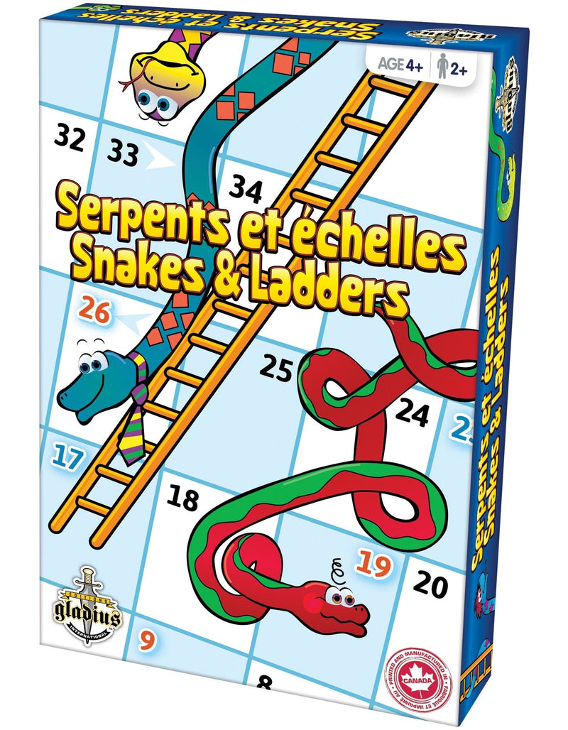 Editions Gladius Snakes & Ladders Classic Family Board Game Set, Ages 4+ O1