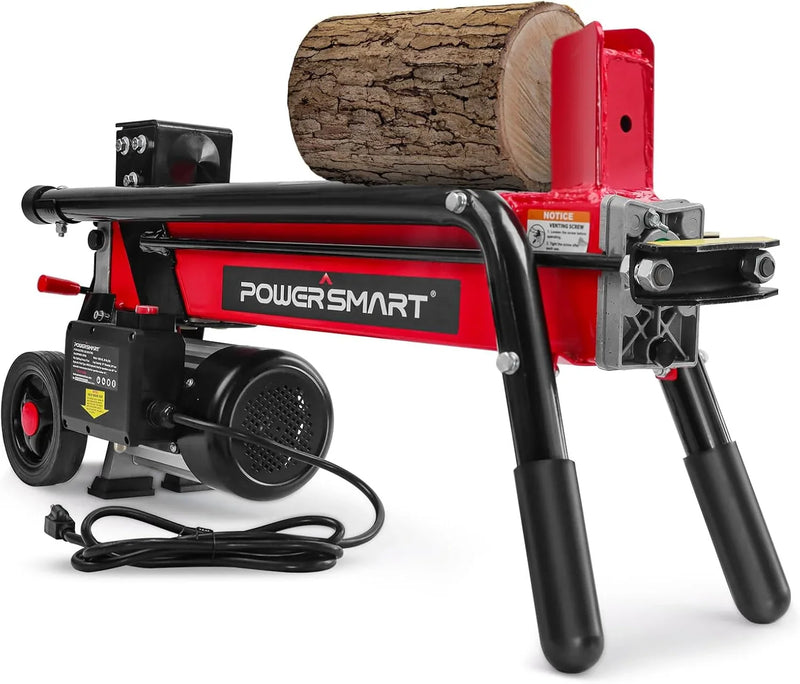 Electric Log Splitter 7-Ton - Efficient Wood Splitter with 3500 Motor Speed, 15 Amp, Horizontal Full Beam Design and Steel Wedge for Firewood & Kindling Cutting Q8