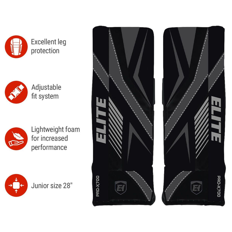 Elite Hockey Vasilevskiy PRO-X700 Street Hockey Goalie Leg Pads, Junior, 28-in W3