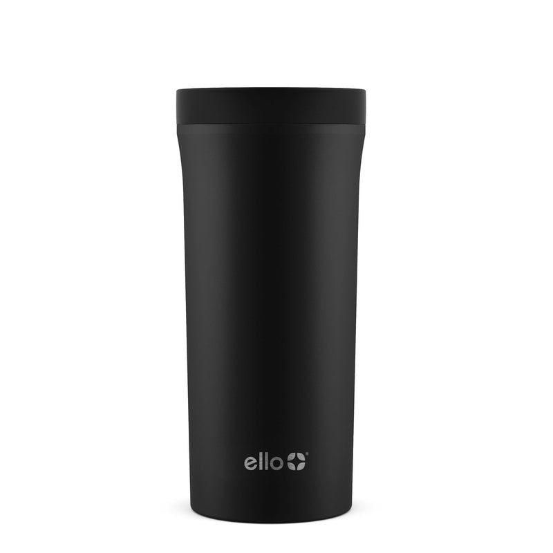 ello Arabica Vacuum Insulated Stainless Steel Travel Mug, 14-oz, Black, with Leakproof Slider Lid G9