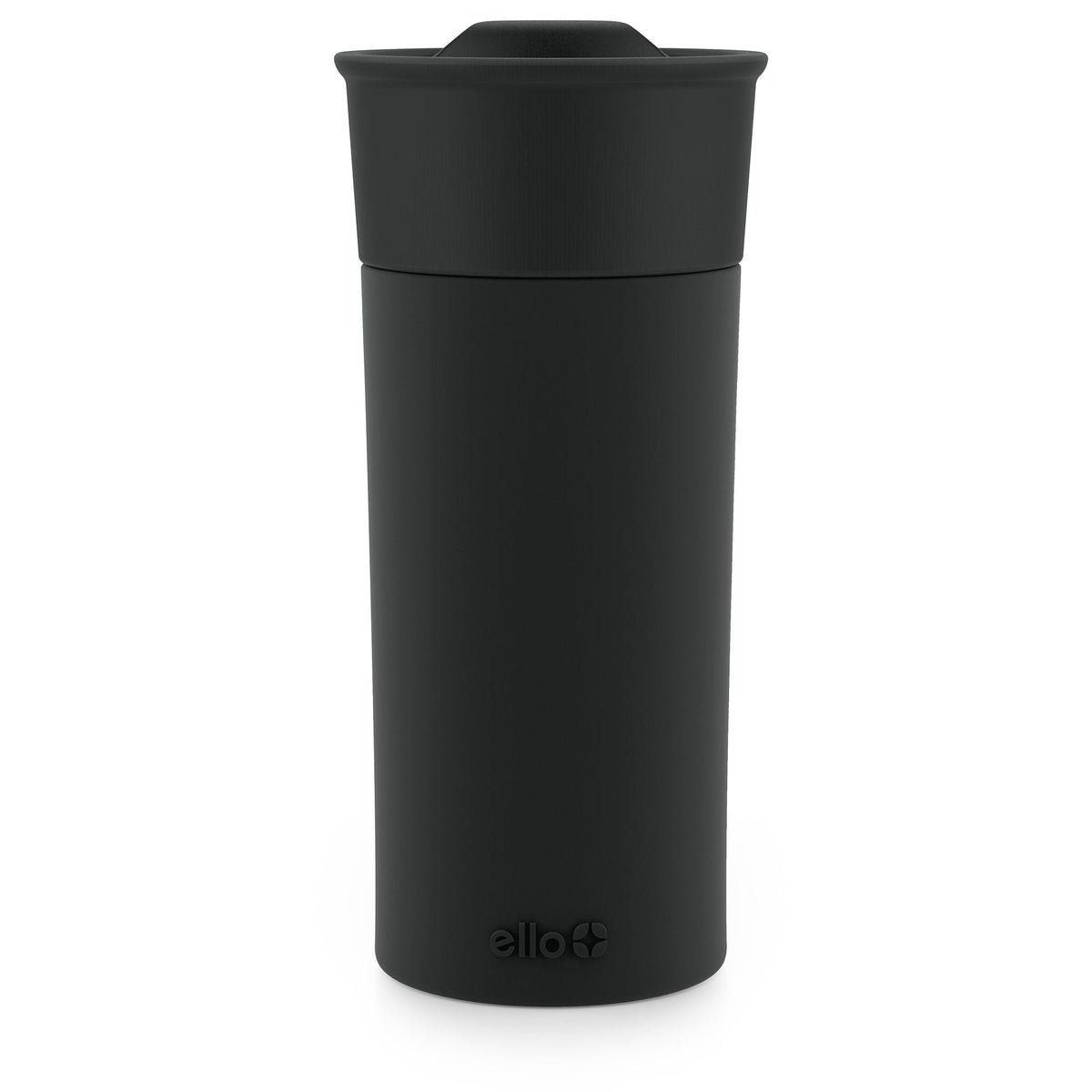 ello Ogden Ceramic Travel Mug, 16-oz, Black, with Silicone Insulated Sleeve