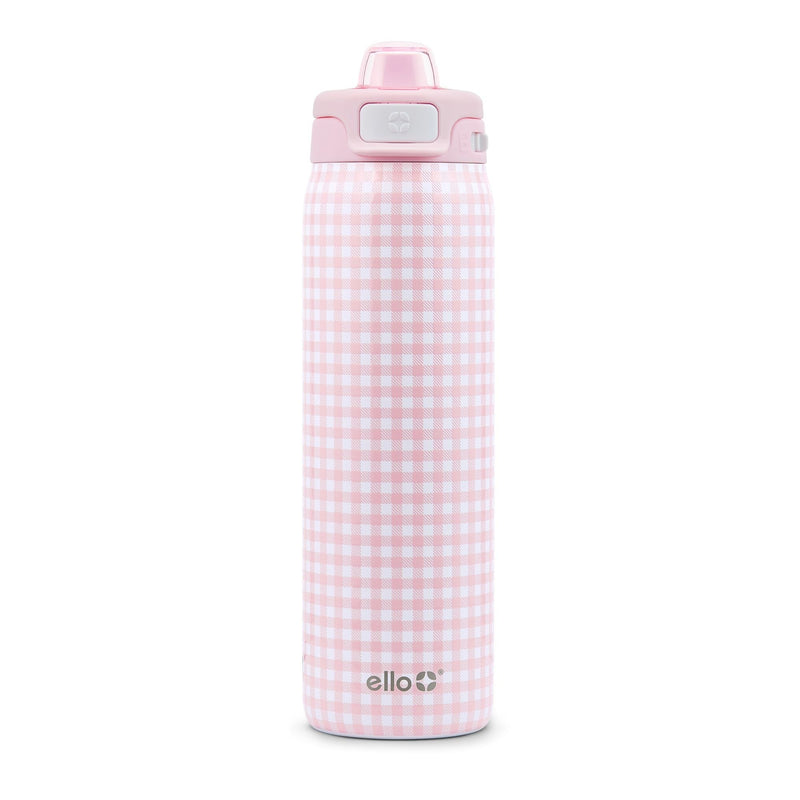 Ello Pop & Fill Insulated Stainless Steel Kids' Water Bottle with Dual Sip & Chug Lid, Various Colours, 18-oz Q9