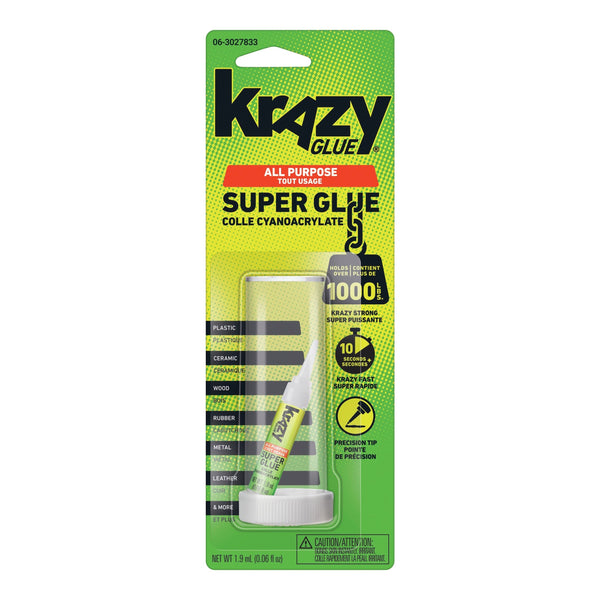 Elmer's Instant Krazy Glue All-Purpose Adhesive, Bonds Rubber/Plastic/Metal/Ceramic, Clear, 2-mL Z1