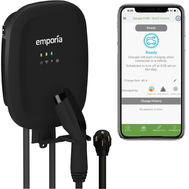 Emporia 40A Wi-Fi Level 2 NEMA 14-50 J1772 EV Charger J7
