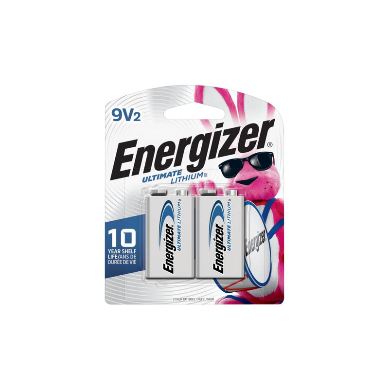 Energizer 2-pk 9V / 9 Volt Lithium Batteries, EZ Turn Lock, PowerSeal D2