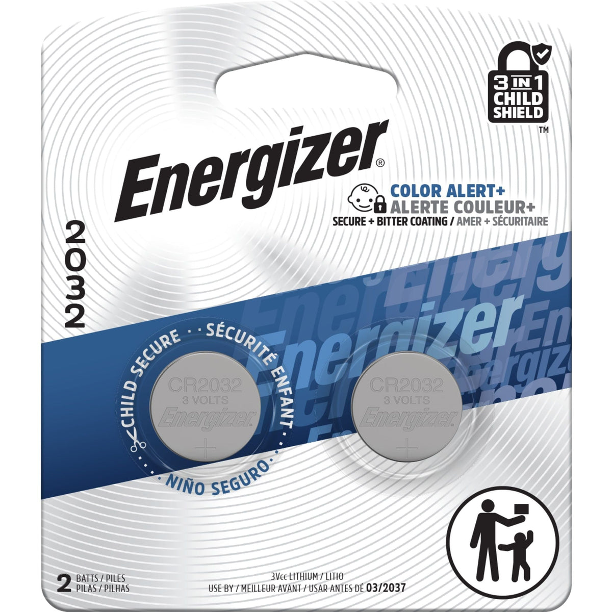 Energizer 2-pk CR2032 3V / 3 Volt Lithium Coin Cell Batteries, Long Lasting