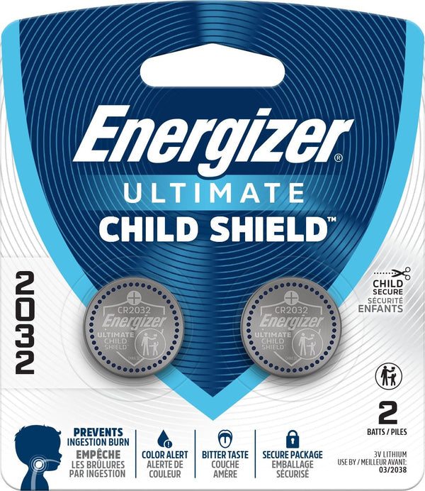 Energizer 2032 Child Shield Lithium Battery, 2-Pack A2