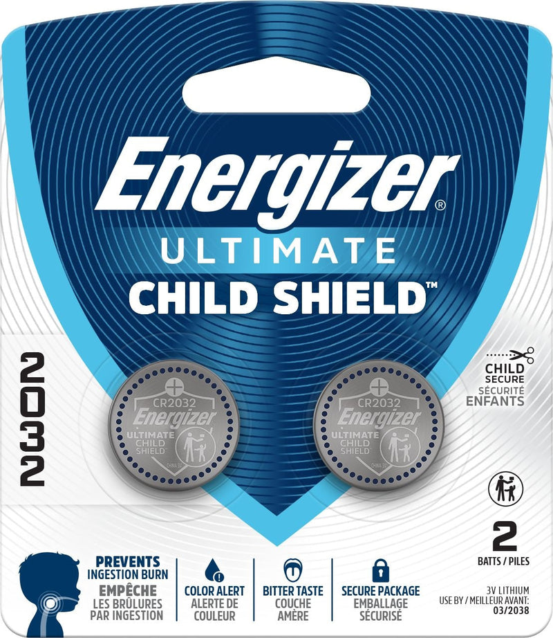 Energizer 2032 Child Shield Lithium Battery, 2-Pack A2