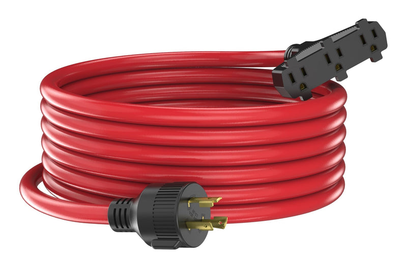 Energizer 30A 25-ft Triple-Outlet Extension Cord, Red E5