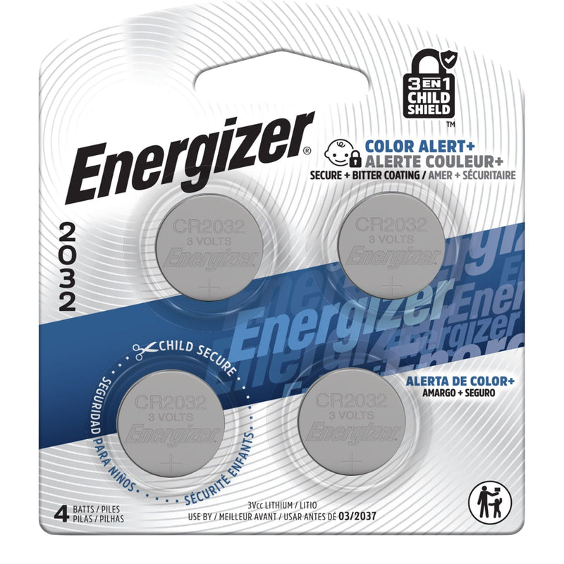 Energizer 4-pk CR2032 3V / 3 Volt Lithium Coin Cell Batteries, Long Lasting D1