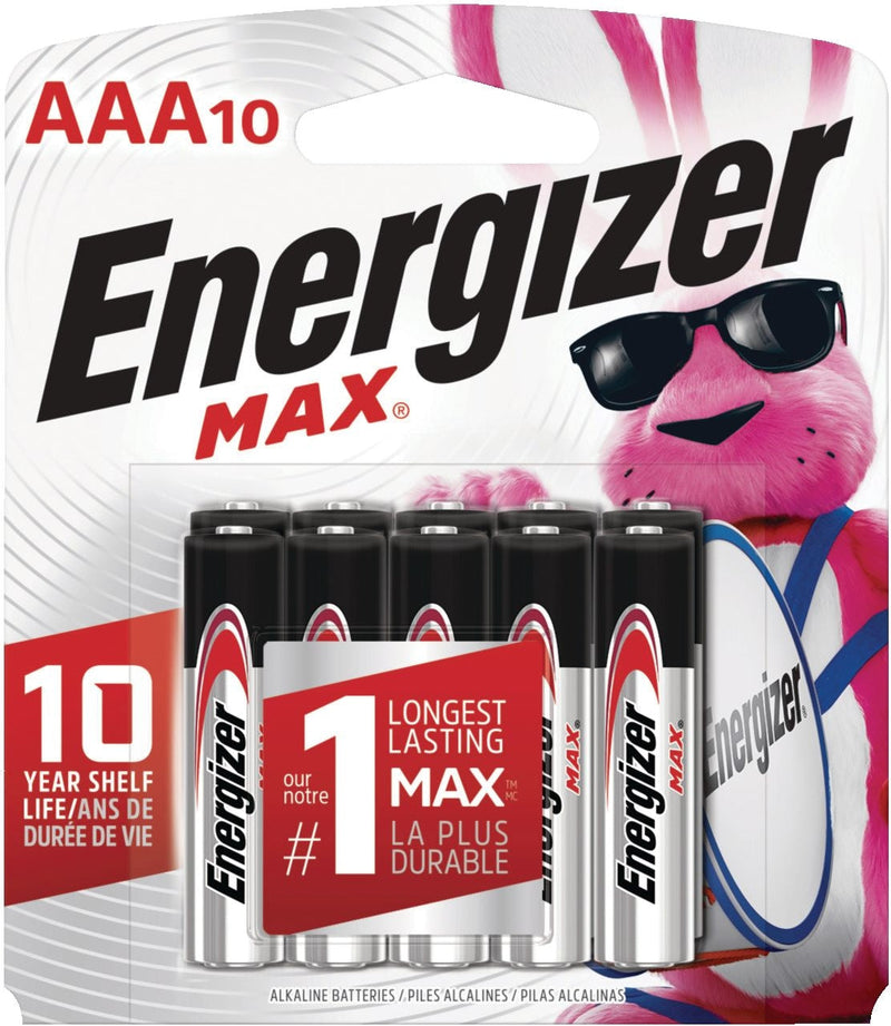 Energizer Max 10-pk AAA Alkaline Batteries, Long Lasting, All Purpose D0