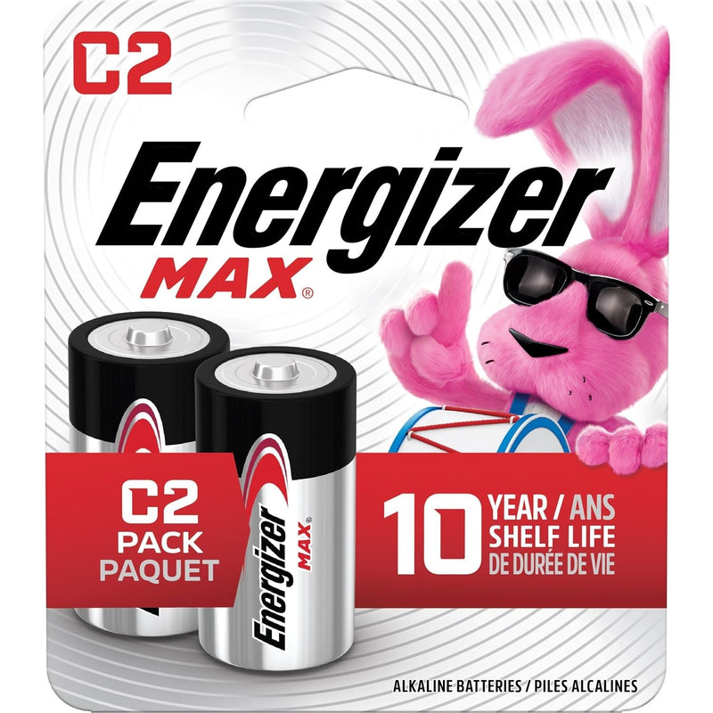 Energizer Max 2-pk C Alkaline Batteries, Long Lasting, All Purpose J7
