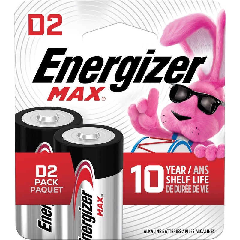 Energizer Max 2-pk D Alkaline Batteries, Long Lasting, All Purpose C5