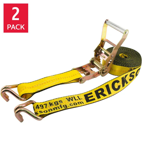 Erickson 8.2 m (27 ft.) Ratchet Strap with Double J Hooks 2-pack F2
