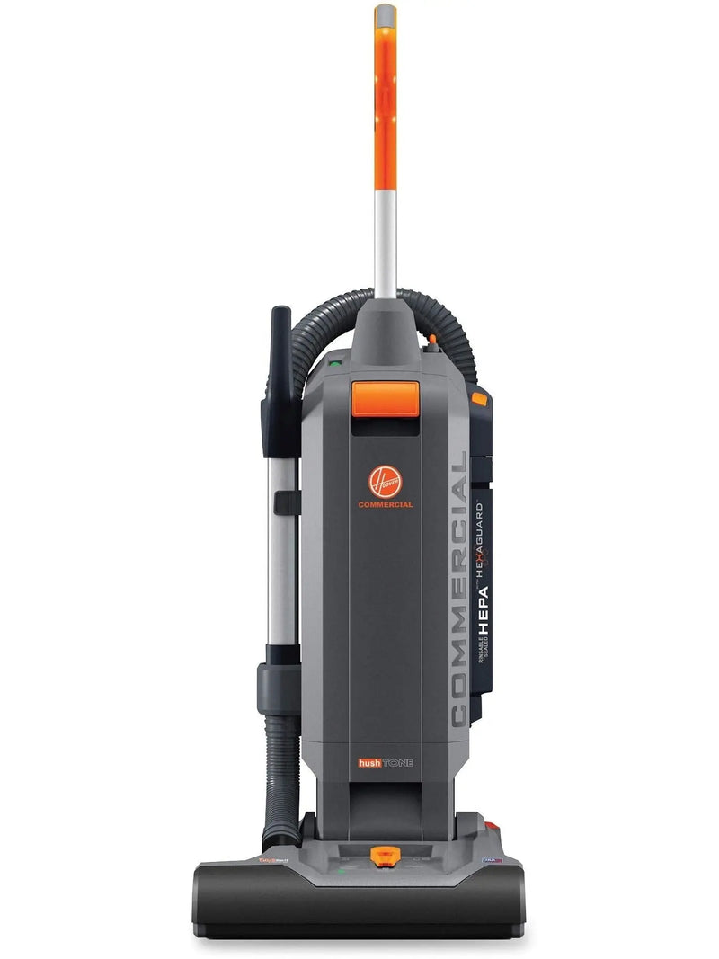 Hoover Commercial HushTone Upright Vacuum Cleaner, 15 inches with Intellibelt, For Carpet and Hard Floors, CH54115, Gray H8
