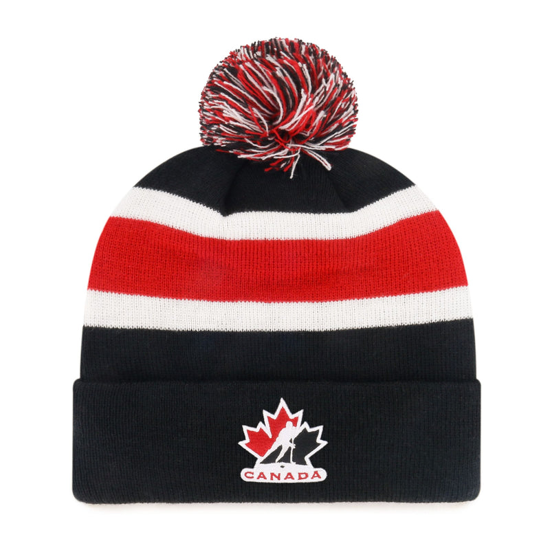 Fan Favorite NHL Team Canada Adult Standard Mass Knit Toque with Breakaway Cuff and Pom Pom A8