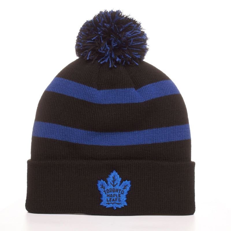 Fan Favorite NHL Toronto Maple Leafs Mass Breakaway Cuff Knit Pom Toque, Black, Adult P3