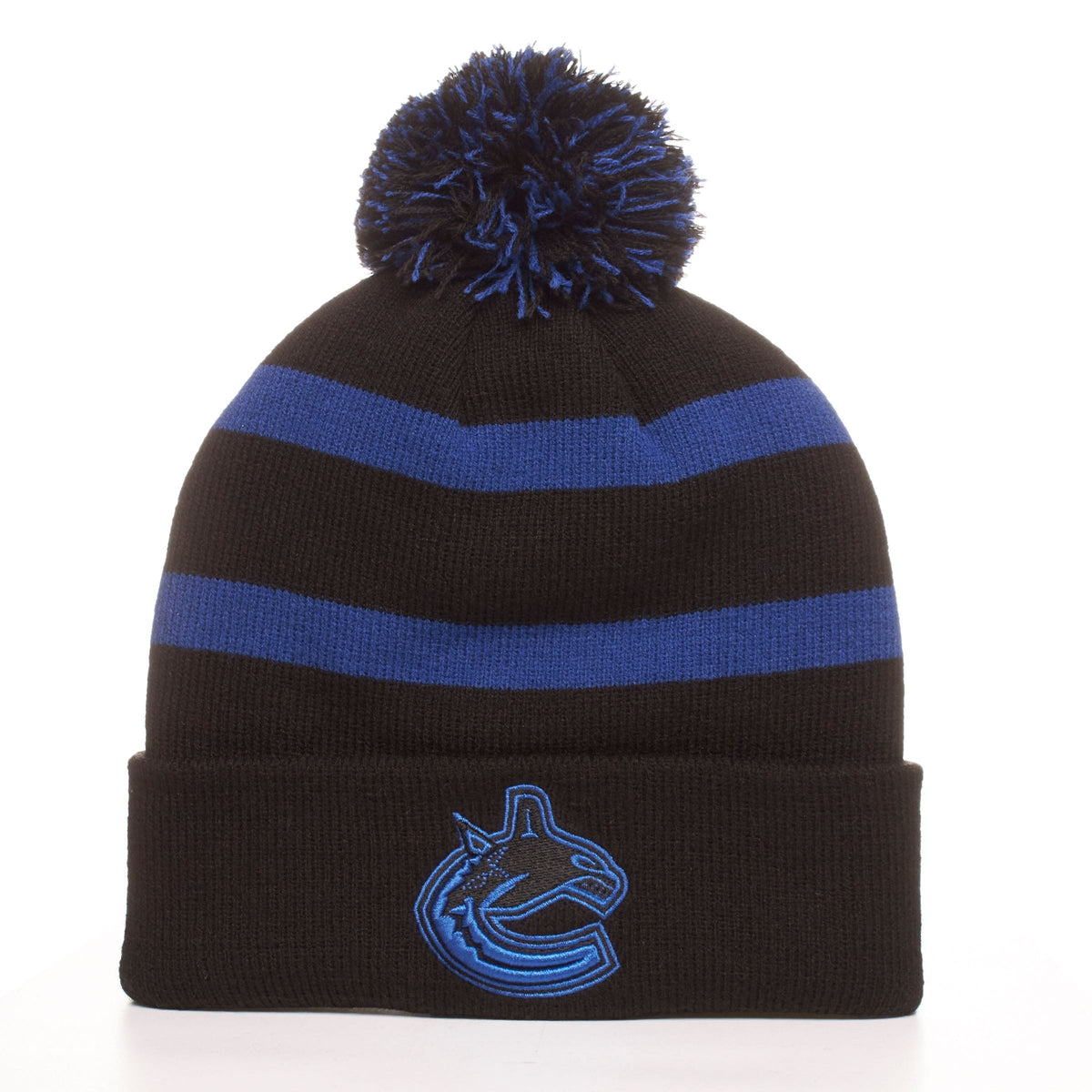 Fan Favorite NHL Vancouver Canucks Mass Breakaway Cuff Knit Pom Toque, Black, Adult