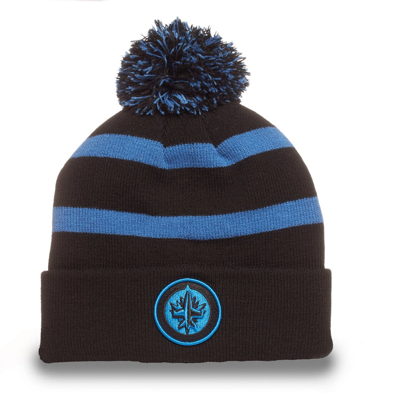 Fan Favorite NHL Winnipeg Jets Mass Breakaway Cuff Knit Pom Toque, Black, Adult Y6