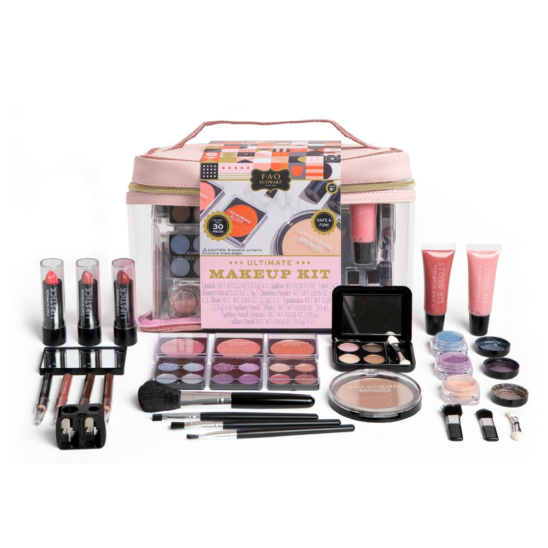 FAO Schwarz Girls Ultimate Makeup Artist Set, 30 Piece, Pastel Pink T9