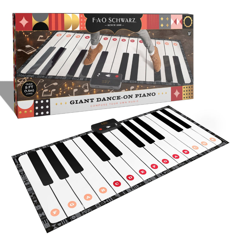 FAO Schwarz Toy Piano Dance Mat, 69x31, White/Black A3