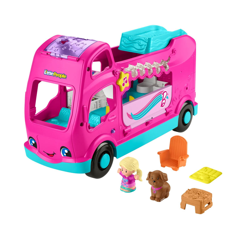 Fisher-Price Little People Barbie Dream Camper RV Playset with Music Lights & 2 Figures G0