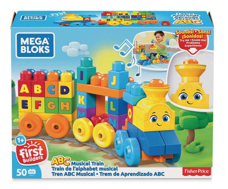 Fisher Price Mega Bloks First Builders ABC Musical Learning Train Playset, 50 pc, Ages 1+ B2