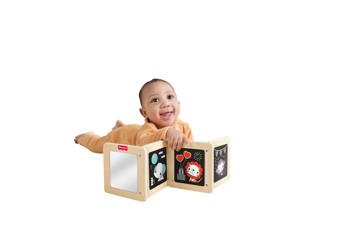 Fisher-Price Wooden Tummy Time Panel Toy for Babies