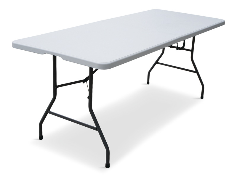 For Living 6-ft Portable Indoor/Outdoor Plastic & Metal Folding Table with Handle, White F3